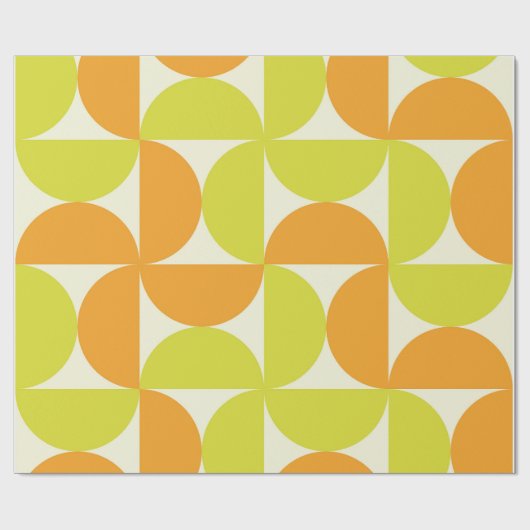 Halve Eeuw Halve Cirkels Sinaasappel en Geel Cadeaupapier (Vlak)