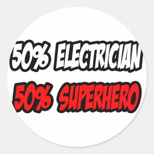Halve elektricien... halve superheld ronde sticker (Voorkant)
