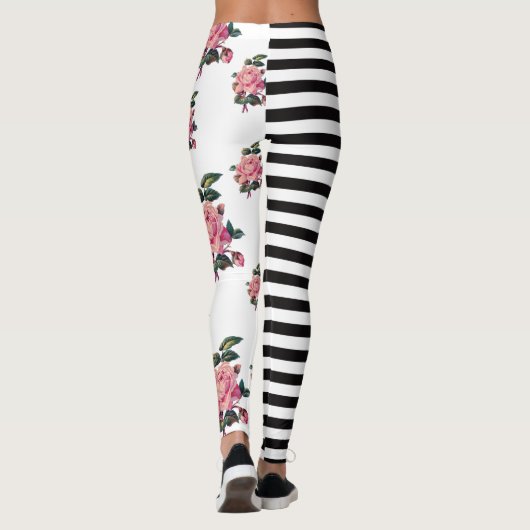 Halve en halve streep en Roos Leggings (Achterkant)