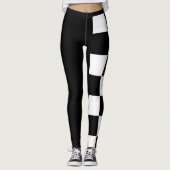 Halve en halve zwarte en witte chequker leggings (Voorkant)