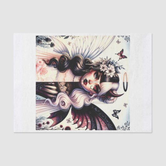 Halve engel duivel donkere schoonheid gebroken vle tissuepapier (Voorkant)