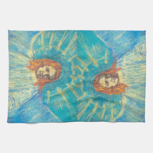 Halve figuur van een engel van Vincent van Gogh Theedoek (Horizontaal)