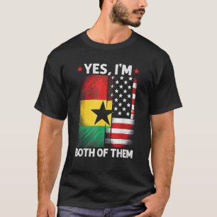 Halve Ghanese Halve Amerikaanse Vlag Ghana Amerika T-shirt