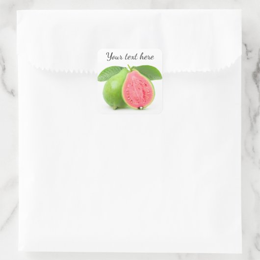 Halve guava vierkante sticker (Tas)