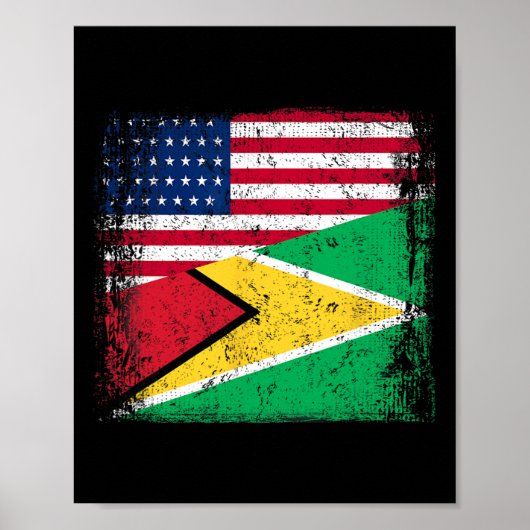 Halve Guyaanse Vlag Vintage Guyana VS Poster (Voorkant)