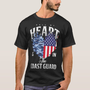 Halve Hart In Coast Guard USA Vlag Marine Militai T-shirt