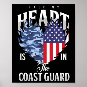 Halve Hart In Kustwacht USA Vlag Marine Militaire Poster