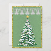 Halve Kaart met groene en gouden kerstboom (Voorkant)