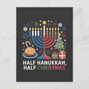 Halve Kerst Halve Chanoeka Christmukkah Grappig Aankondigingskaart