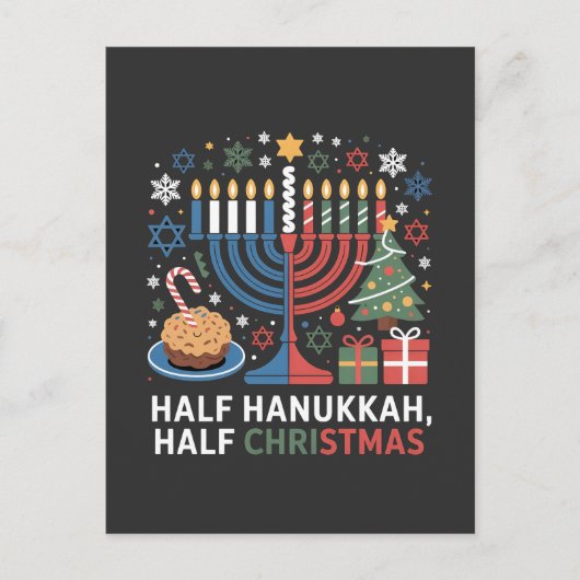 Halve Kerst Halve Chanoeka Christmukkah Grappig Aankondigingskaart (Voorkant)