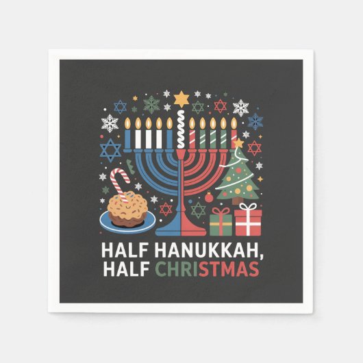 Halve Kerst Halve Chanoeka Christmukkah Grappig Servet (Voorkant)