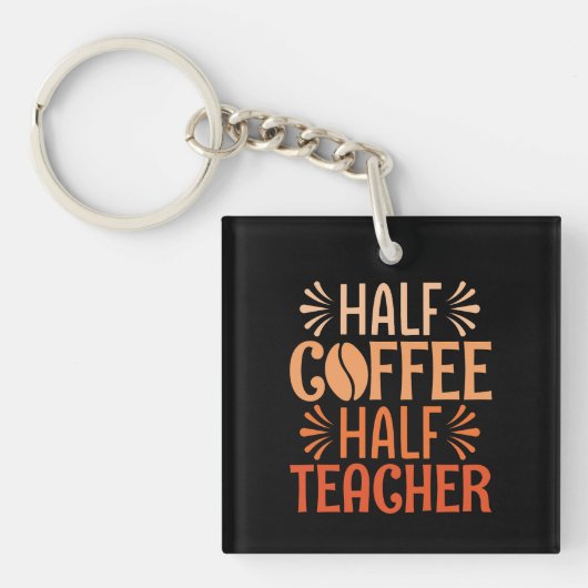Halve koffie halve leraar sleutelhanger (voorkant)