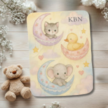 Halve Maan Baby Dieren Sterren Geborduurd