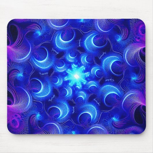 Halve Maan Blauwe Fractals Muismat (Voorkant)