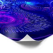 Halve Maan Blauwe Fractals Perfect Poster (Hoek)