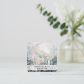 *~* Halve Maan Bloemen Etherische QR AP70 Kristal Vierkante Visitekaartje (Staand voorkant)