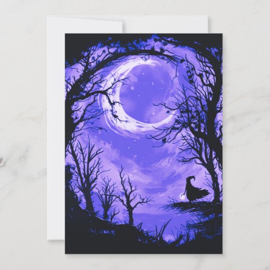 Halve maan bos heks griezelig Halloween Kaart (Achterkant)