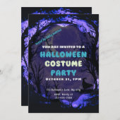 Halve maan bos heks griezelig Halloween Kaart (Voorkant / Achterkant)