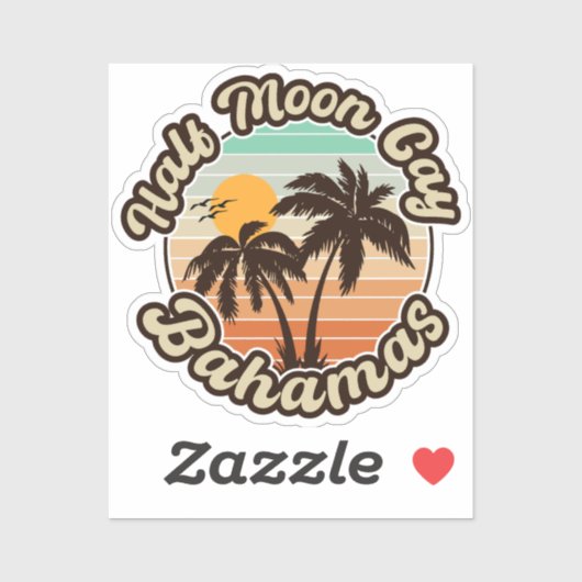 Halve Maan Cay Bahama's  Familie Vakantie jaren 60 Sticker (Vel)