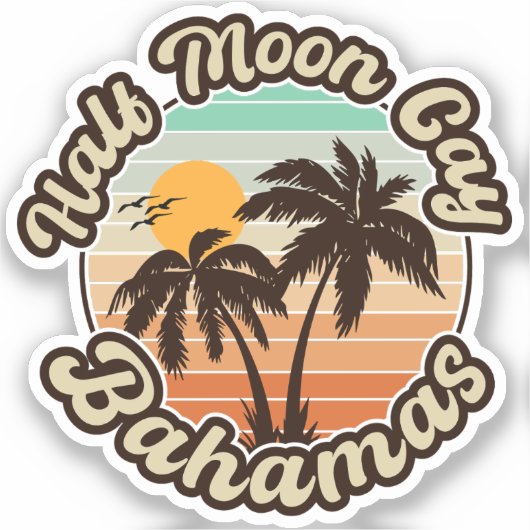 Halve Maan Cay Bahama's  Familie Vakantie jaren 60 Sticker (Voorkant)
