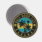 Halve Maan Cay Bahamas Retro Palm Trees Souvenirs Magneet (Voorkant / Achterkant)