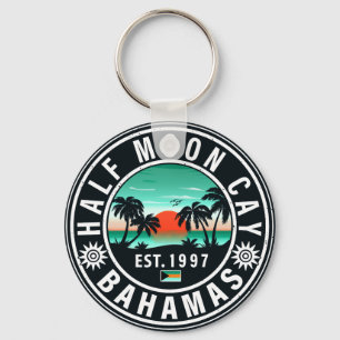 Halve Maan Cay Bahamas Retro Sunset Souvenirs 60s Sleutelhanger