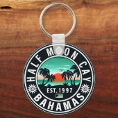 Halve Maan Cay Bahamas Retro Sunset Souvenirs 60s Sleutelhanger (Voorkant)