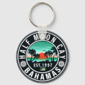 Halve Maan Cay Bahamas Retro Sunset Souvenirs 60s Sleutelhanger (Achterkant)