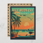 Halve Maan Cay Bahamas Retro Zeemeeuw Souvenir jar Briefkaart (Voorkant / Achterkant)