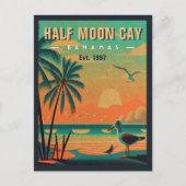 Halve Maan Cay Bahamas Retro Zeemeeuw Souvenir jar Briefkaart (Voorkant)