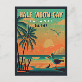 Halve Maan Cay Bahamas Retro Zeemeeuw Souvenir jar Briefkaart