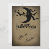 Halve Maan en Katten Halloween Partij Kaart (Voorkant)