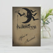  Halve Maan en Katten Halloween Partij Kaart (Staand voorkant)