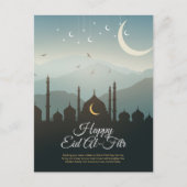 Halve Maan en Moskee Eid al-Fitr Briefkaart (Voorkant)