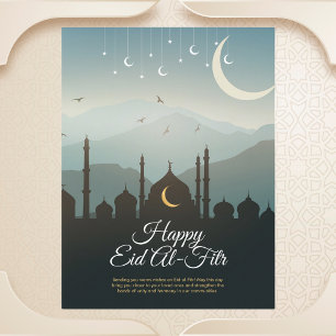 Halve Maan en Moskee Eid al-Fitr Briefkaart