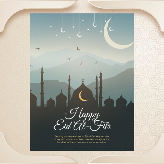Halve Maan en Moskee Eid al-Fitr Briefkaart