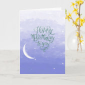 Halve Maan en Sterren Verjaardag Kaart (Gele Bloem)