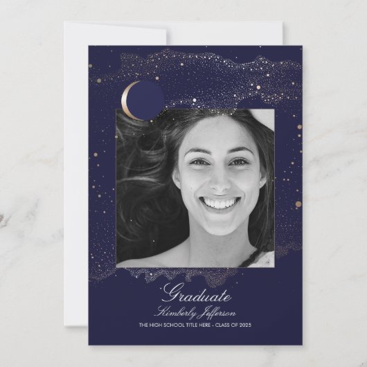 Halve Maan en Sterrennacht Foto Afstuderen Kaart (Voorkant)