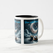 Halve maan en twinkelende sterren koffie mok (Voorkant rechts)