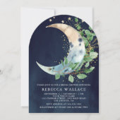 Halve Maan Eucalyptus Arch Navy Vrijgezellenfeest Kaart (Voorkant)