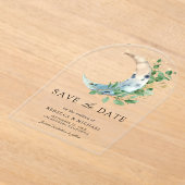 Halve Maan Eucalyptus Wedding Save the Date Acryl Uitnodigingen (Laagn)