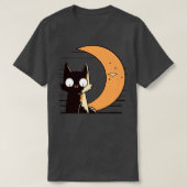 Halve maan glans retro stijl kat t-shirt (Design voorkant)
