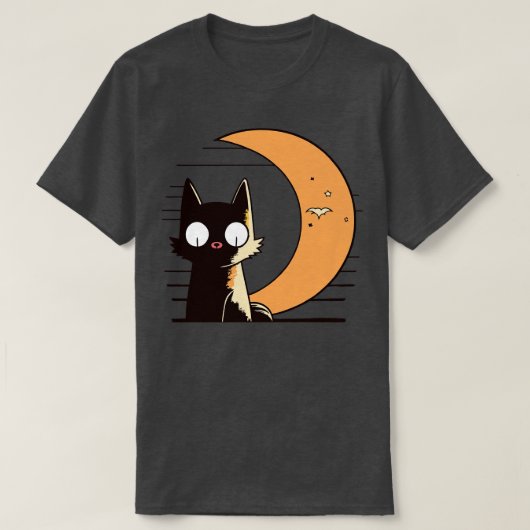 Halve maan glans retro stijl kat t-shirt (Design voorkant)