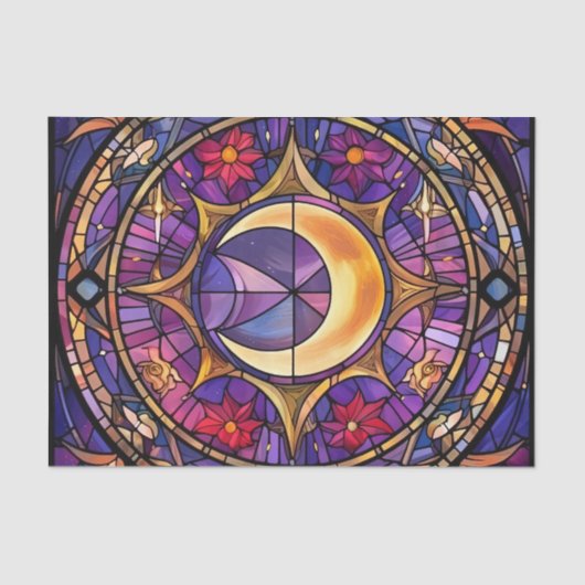 Halve Maan Glas in lood Decoupage Papier (Voorkant)