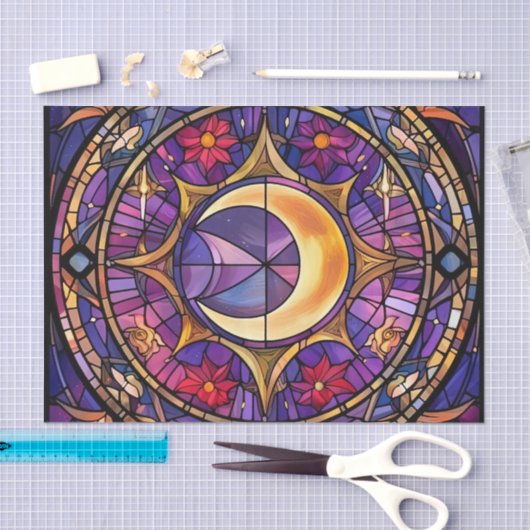 Halve Maan Glas in lood Decoupage Papier (Craft)