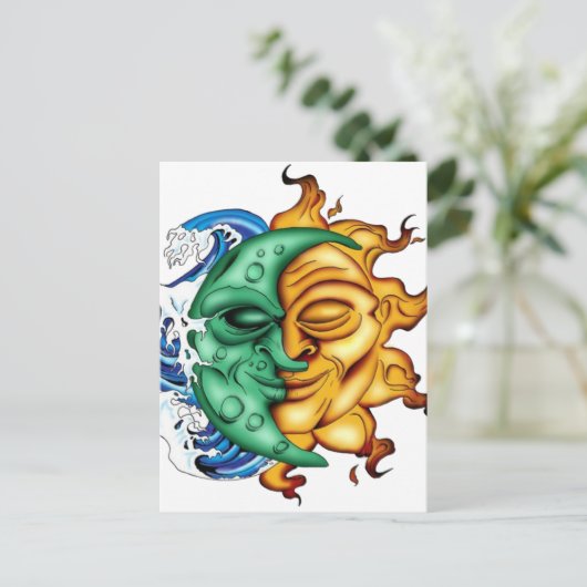 Halve maan halve zon briefkaart (Staand voorkant)