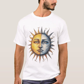 Halve Maan Halve Zon Menselijk Gezicht – Hemelse D T-shirt