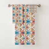 Halve maan in koraal en Blauwgroen Bad Handdoek (Insitu)