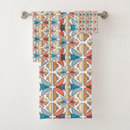 Halve maan in koraal en Blauwgroen Bad Handdoek