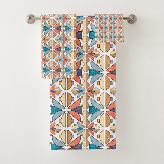 Halve maan in koraal en Blauwgroen Bad Handdoek (Insitu)